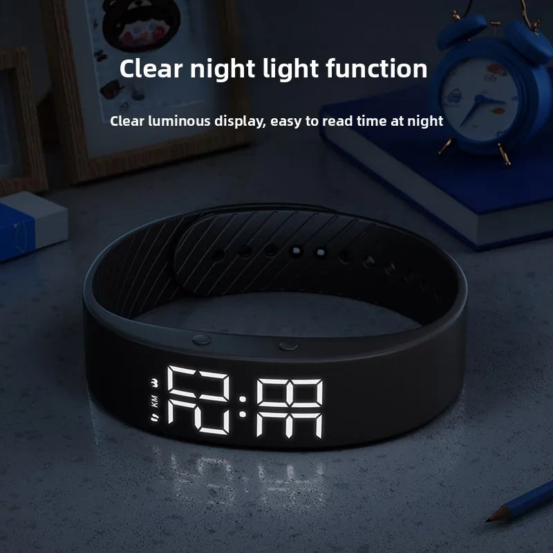 Unisex Digital Sport Watch Waterproof Silent Vibration Alarm Pedometer