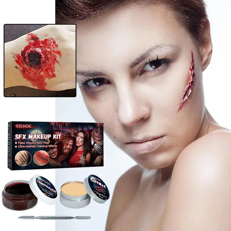 Halloween Special Effects Makeup Kit with Scar Wax and Fake Blood