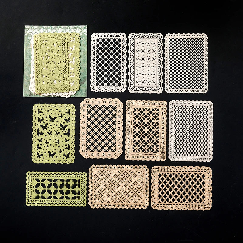 10 Pcs Handmade Lace Paper for Scrapbooking and Art Journals - Craft Supplies