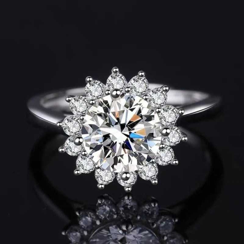 2ct Moissanite Sterling Silver Engagement Ring for Women Wedding Jewelry