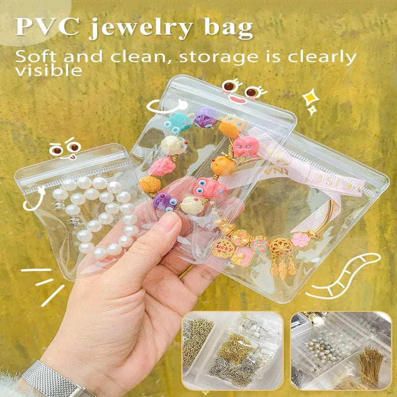 50/100/200pcs Clear Waterproof Jewelry Earring Bags Reusable Storage Pouch