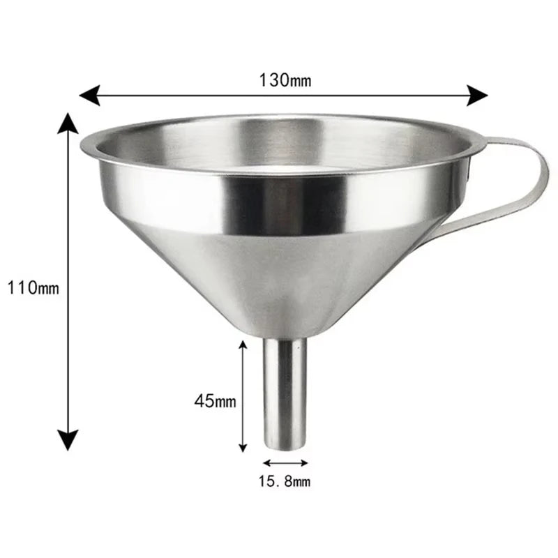 Stainless Steel Funnel with Strainer - Food Grade Kitchen Oil Filter - Small Metal Food Funnel