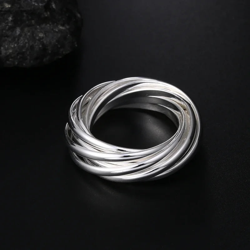 Sterling Silver Five Circles Ring for Women - Elegant Jewelry Gift