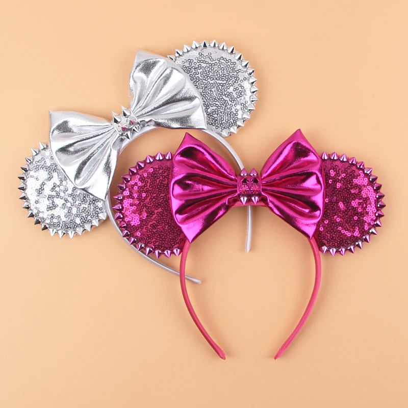 Mickey Mouse Ear Hair Hoop with Sequins and Rivets - Kids Hair Accessory