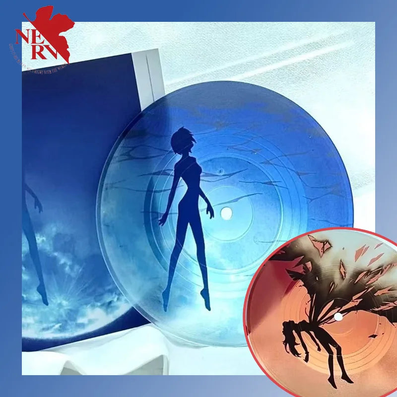 Anime Acrylic Record Coaster Set for Coffee Table and Desk Decor - Rei & Asuka