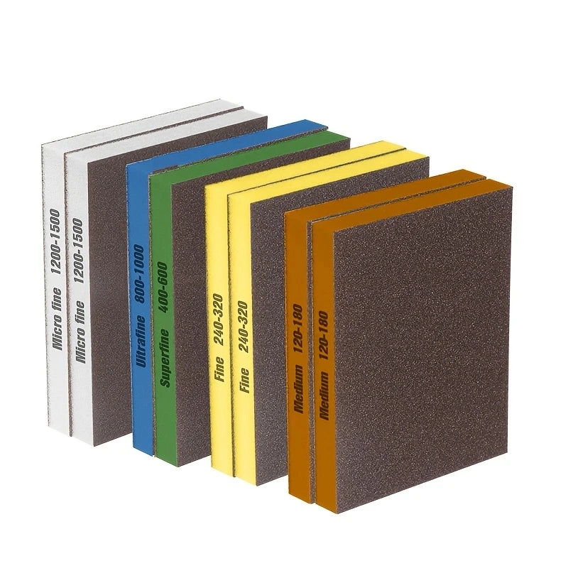 8-Piece Double-Sided Sanding Pads Set for Car & Furniture Polishing - Multiple Grits