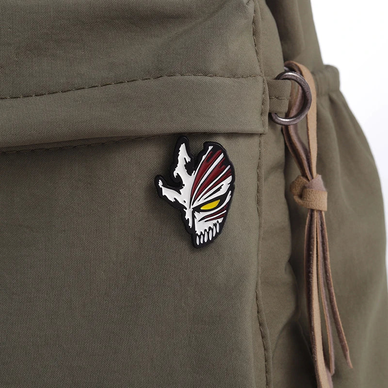 Anime Bleach Grim Reaper Mask Enamel Brooch Pin - Custom Skeleton Badge Gift