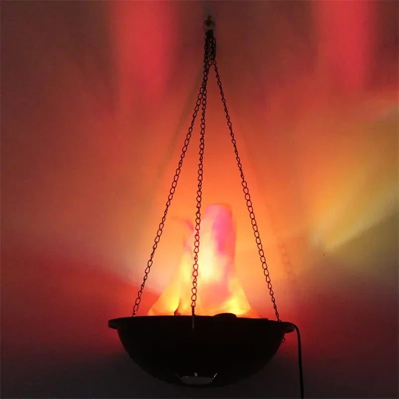 Halloween Fake Flame Lighting Prop - Haunted House Fire Basin with LED Flames