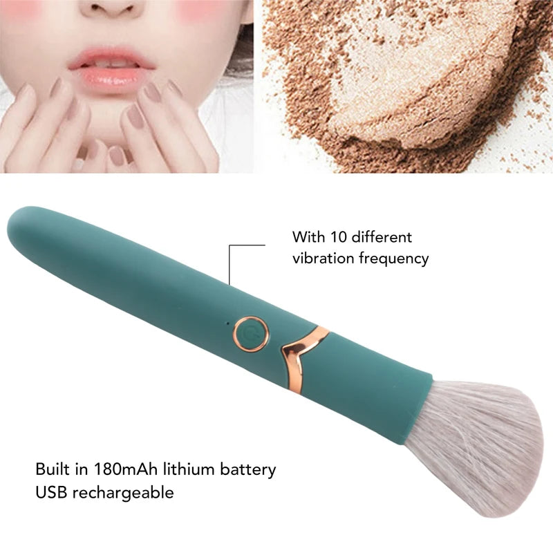 Electric Makeup Brush with 10 Gears, Rechargeable & Waterproof - Green