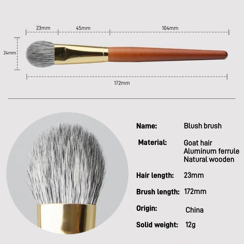 Highlighter & Blush Makeup Brush Set with Natural Goat Hair - Multiple Handle Colors
