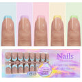 150pcs Multi-Color Fake Nails Set - Almond French Press On Acrylic Nails, Removable & Convenient