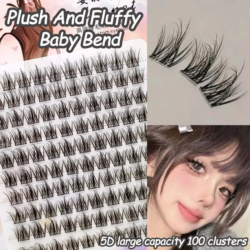 DIY Fluffy Eyelash Clusters Set - Natural Volume Lash Extensions, 10 Rows