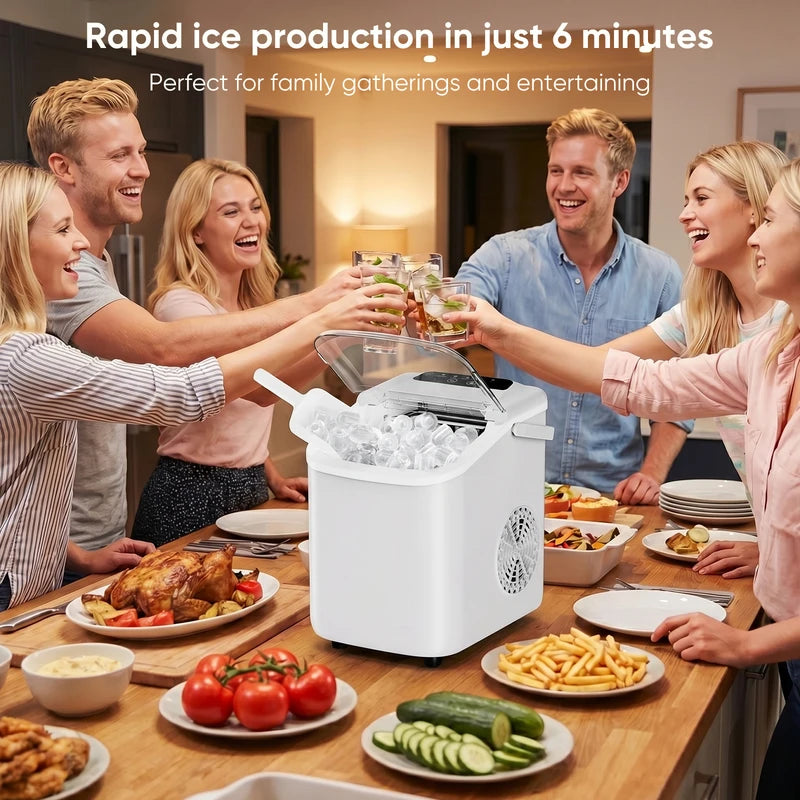 Portable Countertop Ice Maker with Scoop & Basket - 9 Cubes in 6 Mins, Multiple Colors