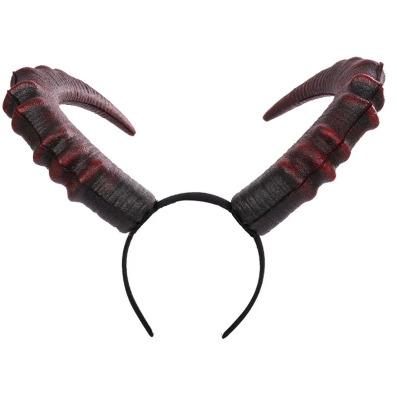 Gothic Devil Horn Headband Halloween Cosplay Hair Accessory - Black & Red
