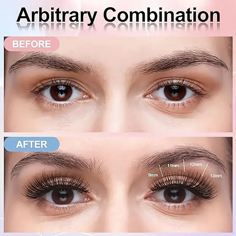 False Eyelash Extension Kit - Individual Eyelash Set with Multiple Lengths, Odorless, Easy to Apply for Home Makeup