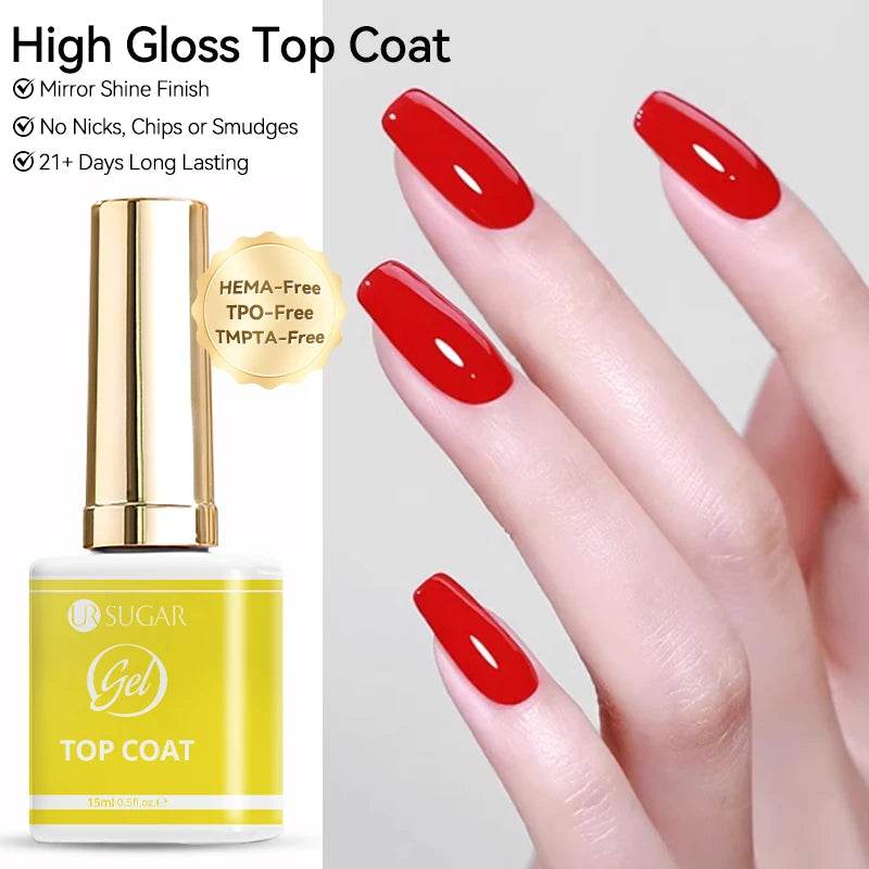 15ml Gel Nail Polish Base & No Wipe Top Coat Set for Manicure & Nail Art