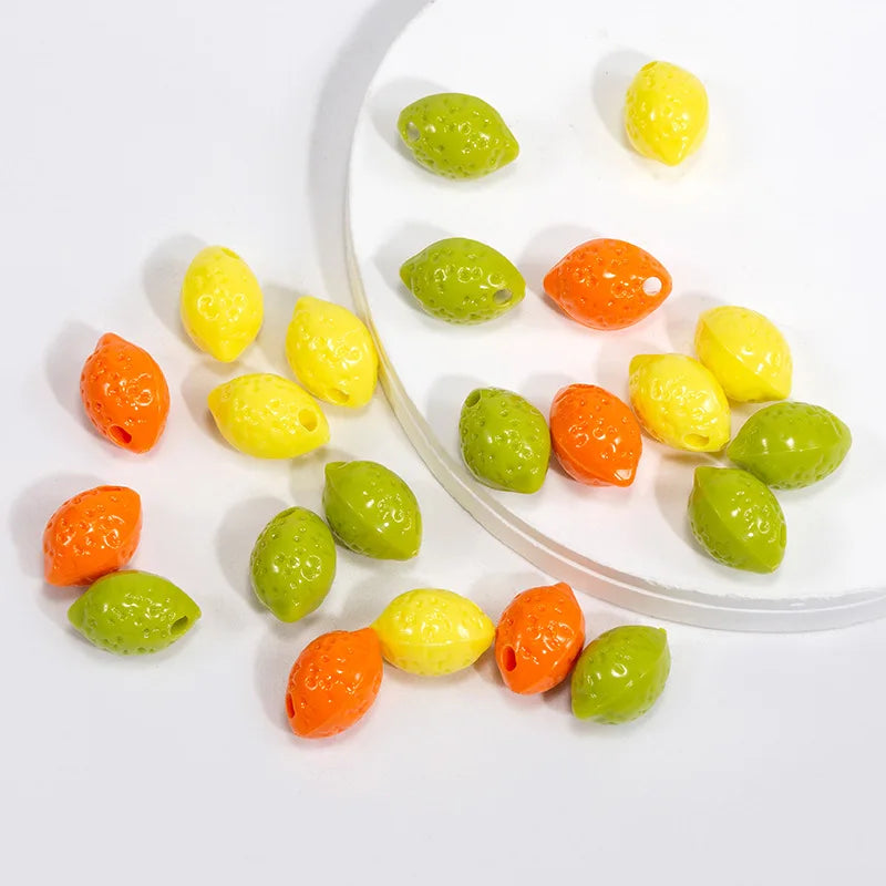 20pcs 9x14mm Acrylic Lemon Beads for Jewelry Making Charms DIY Accessories