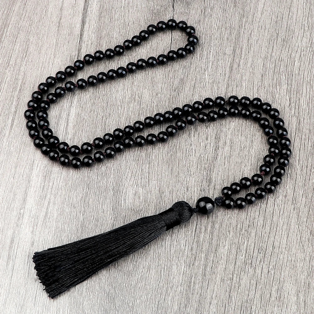 Beaded Mala Necklace with Tassel for Meditation Yoga Bohemian Jewelry Women