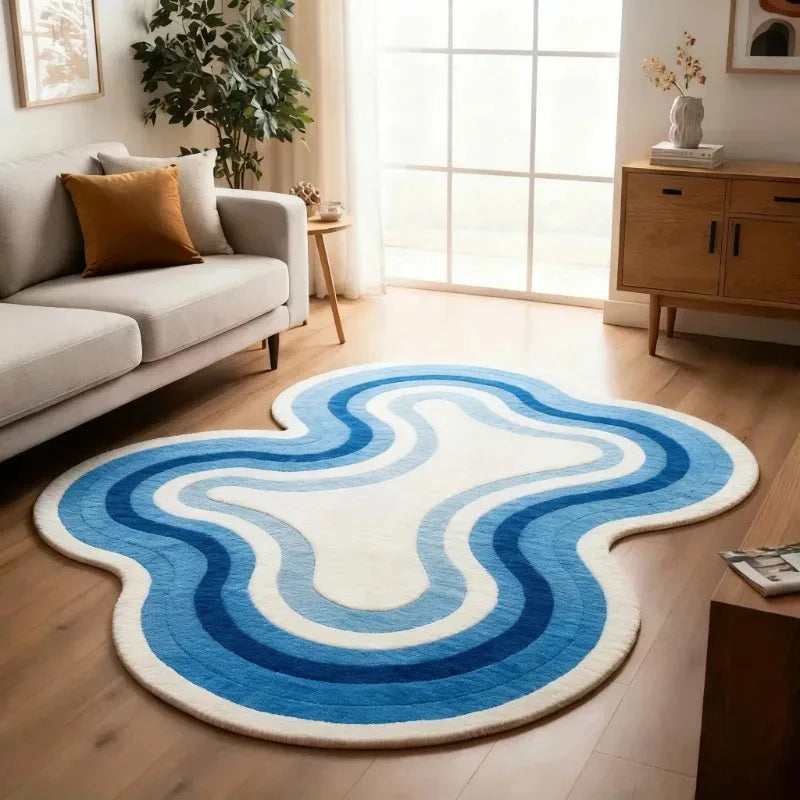 Colorful Irregular Rug Non-Slip Washable Floor Mat for Living Room & Bathroom