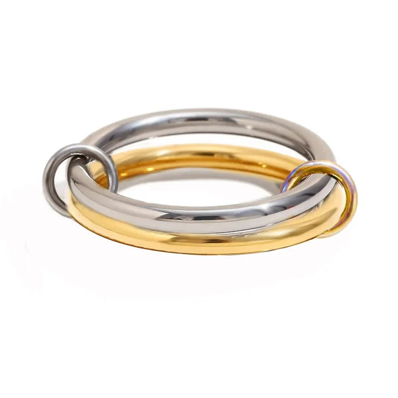 Unique Geometric Stainless Steel Ring for Women - Waterproof Fashion Jewelry