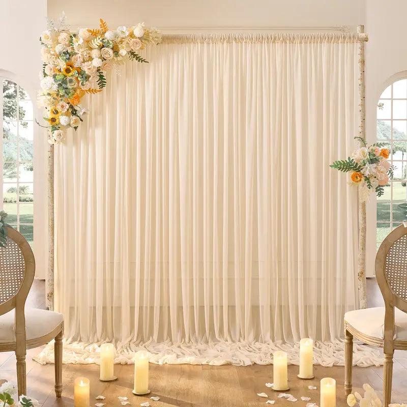 5FT×10FT Chiffon Backdrop Curtain for Wedding Party Halloween Decor Sheer Photography Background