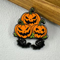 Halloween Jack-o'-Lantern Brooch with Bat Pendant - Horror Themed Accessories