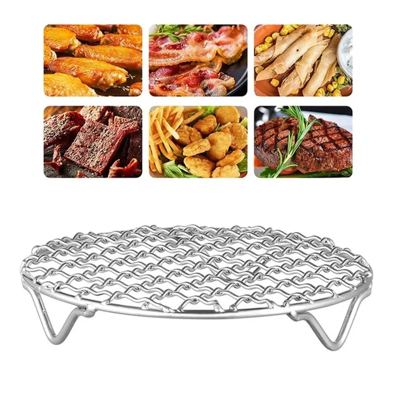 Stainless Steel Stackable Air Fryer Rack Set with Foot Grid for Oven and Steamer