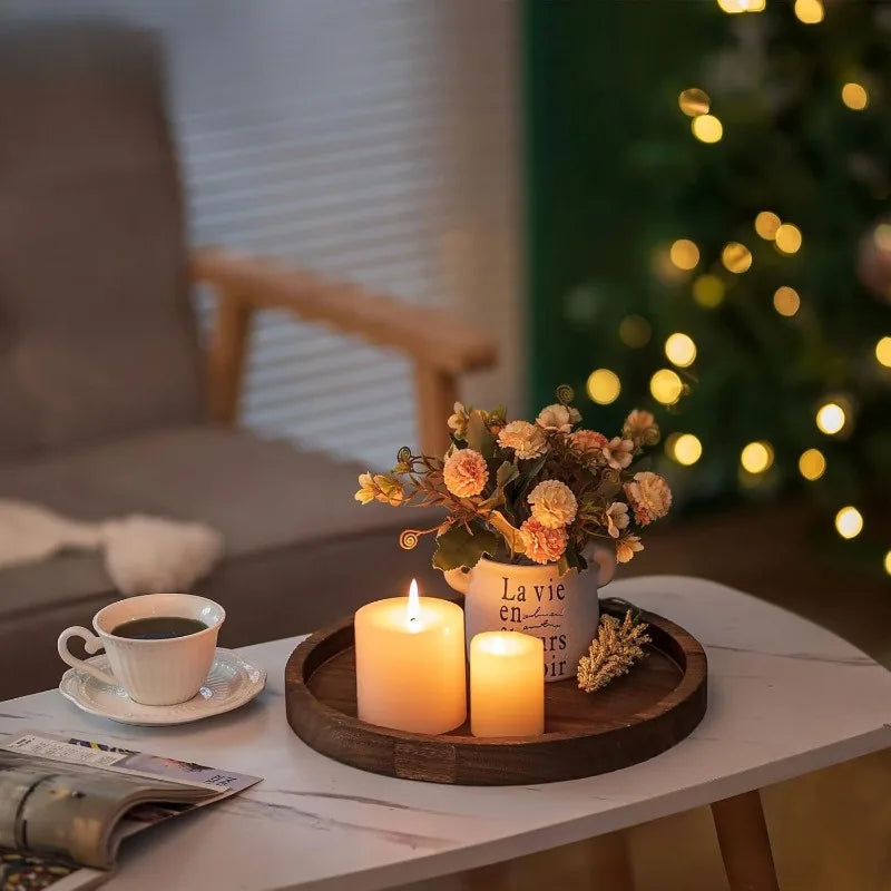 Rustic Wooden Serving Tray for Candles Vases & Centerpieces - Home Decor