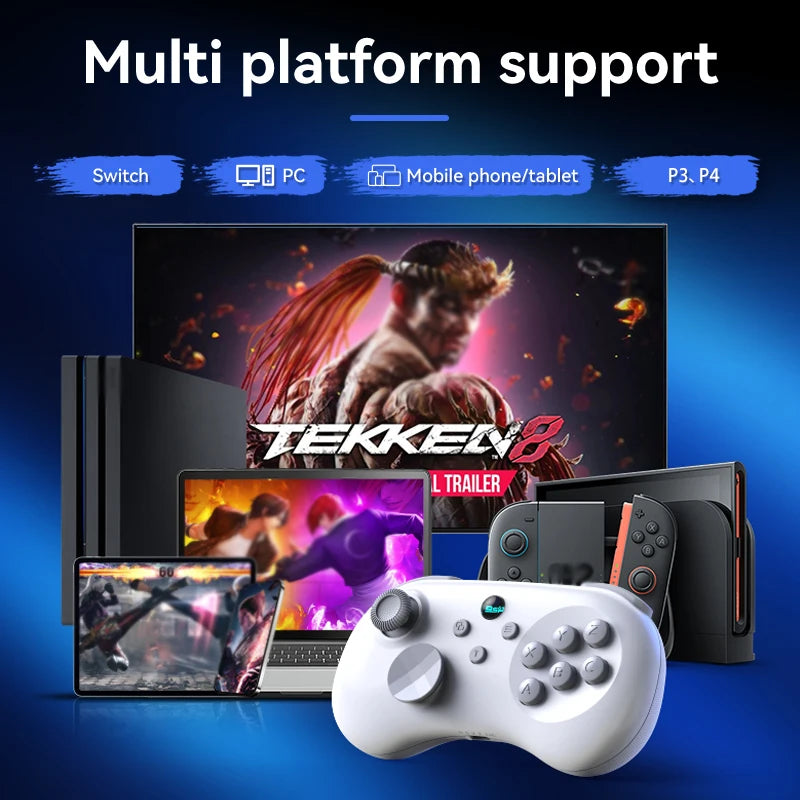 6-Key Fighting Game Controller with Adjustable Height Hall Joystick for PC, Switch, iOS, Android