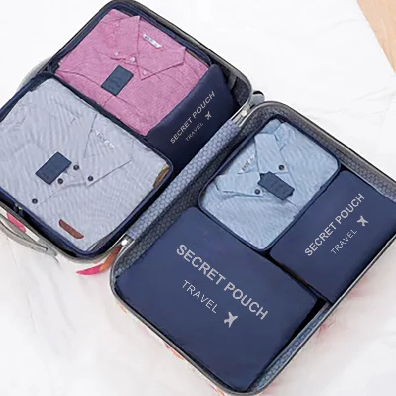Large Capacity Waterproof Travel Storage Bags Set with Zippers - Multi-Size Organizers for Clothes and Underwear