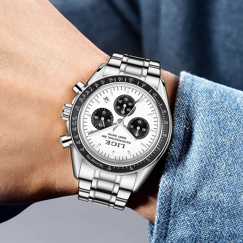 Luxury Business Men's Watch with Stainless Steel Strap and Luminous Dial