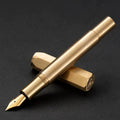 Mini Brass Fountain Pen with 0.5mm Nib Heavy Metal Feel for Signature Calligraphy