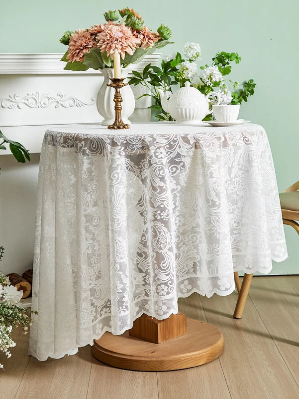 Round Lace Tablecloth for Wedding Outdoor Dining & Party Decor