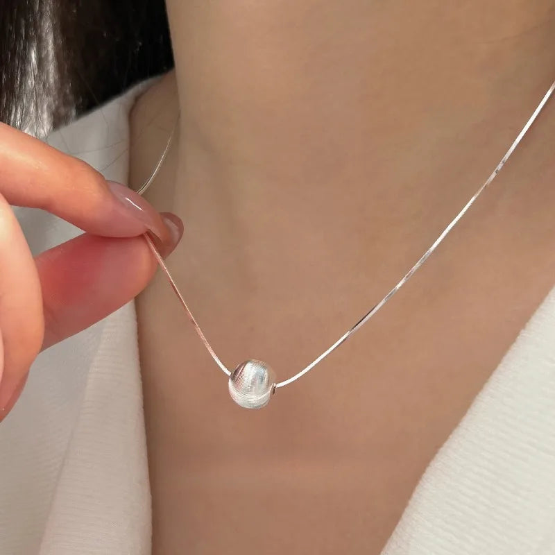 925 Sterling Silver Necklace Bead Pendant for Women Wedding Engagement Jewelry