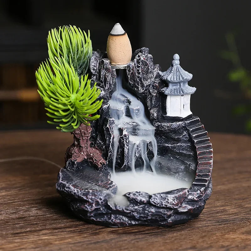 Resin Cascade Incense Burner with Waterfall Effect for Aromatherapy and Home Decor