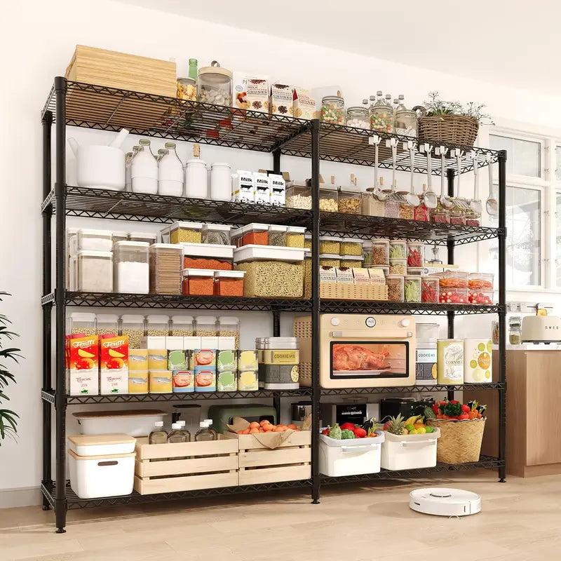 Heavy Duty Metal Storage Shelves - Adjustable 4/5 Tiers for Garage Pantry Kitchen Organization
