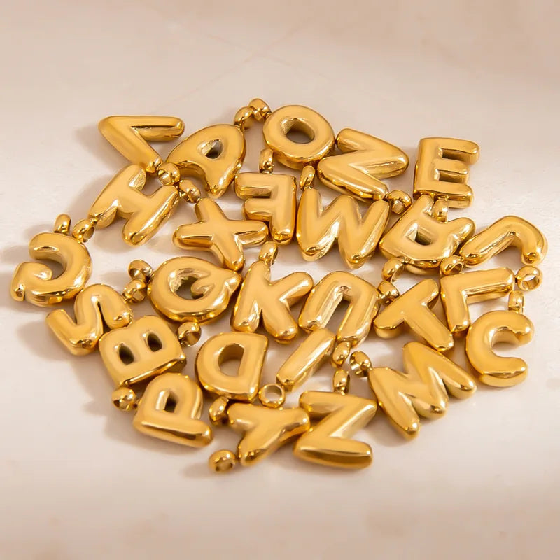 Stainless Steel Gold Plated Charms Bubble Letter Pendant DIY Jewelry Accessories