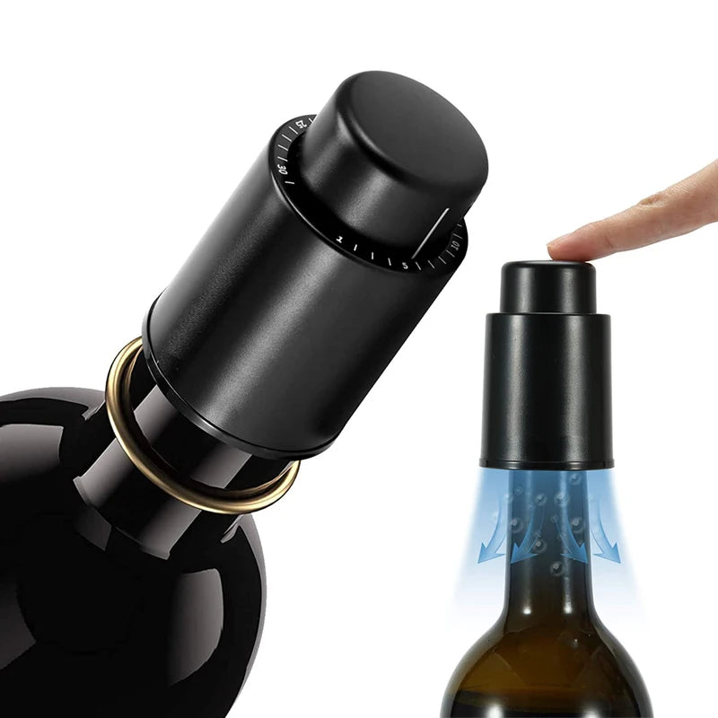 Reusable Wine Bottle Stopper with Vacuum Pump and Date Marker - Keeps Wine Fresh