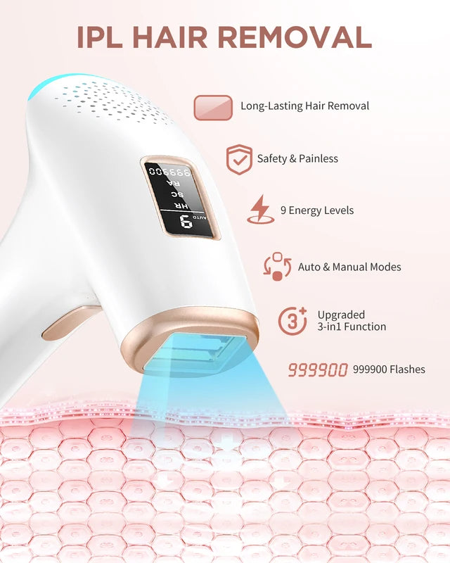 3-in-1 Laser Hair Removal Device for Women with IPL Technology - Painless Bikini Legs Arms