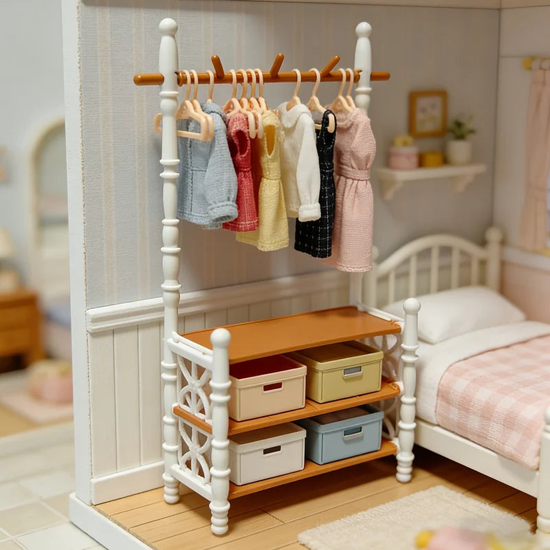 Miniature Doll House Wardrobe Set for Collectors & Scene Decor