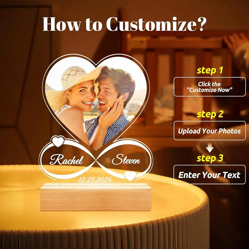 Personalized Couple Photo Frame Acrylic Plaque Wedding Anniversary Keepsake