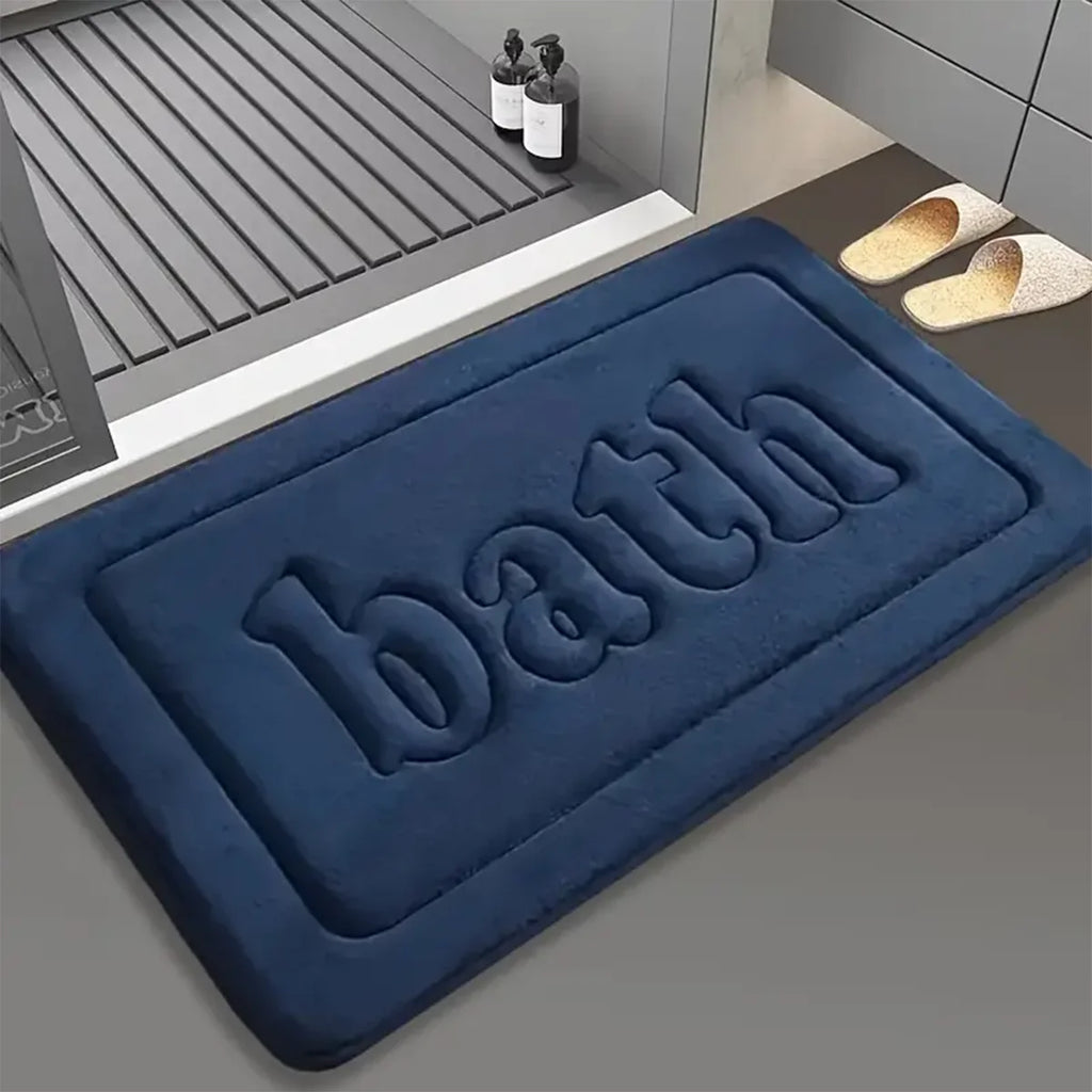 Non-Slip Bathroom Floor Mat with Embossed Fur Texture - Thick Sponge Toilet & Bedroom Door Mat