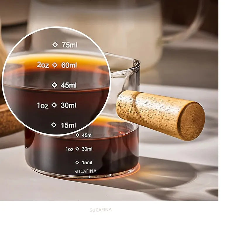 75ml Heat-Resisting Glass Espresso Measuring Cup with Handle and Scale