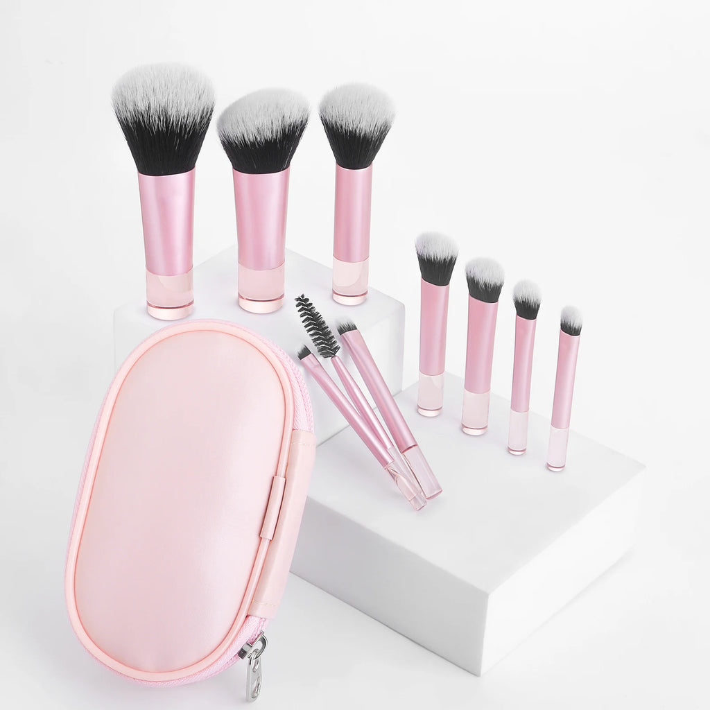 Mini Makeup Brush Set 10pcs with Storage Bag - Portable Professional & Novice Friendly