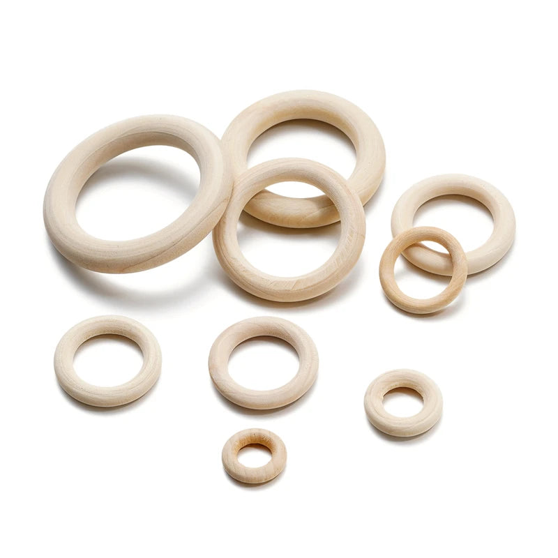 Natural Wooden Bead Rings for Jewelry Making - 3-20Pcs, 20-70mm