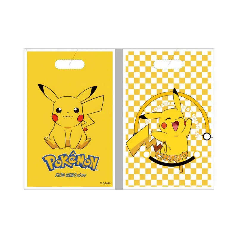 10PCS Pokémon-Themed Gift Bags for Party Favors and Birthday Gifts with Handles