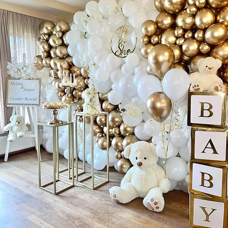 Metallic Gold & White Balloons Garland Kit for 30th Birthday Wedding Graduation