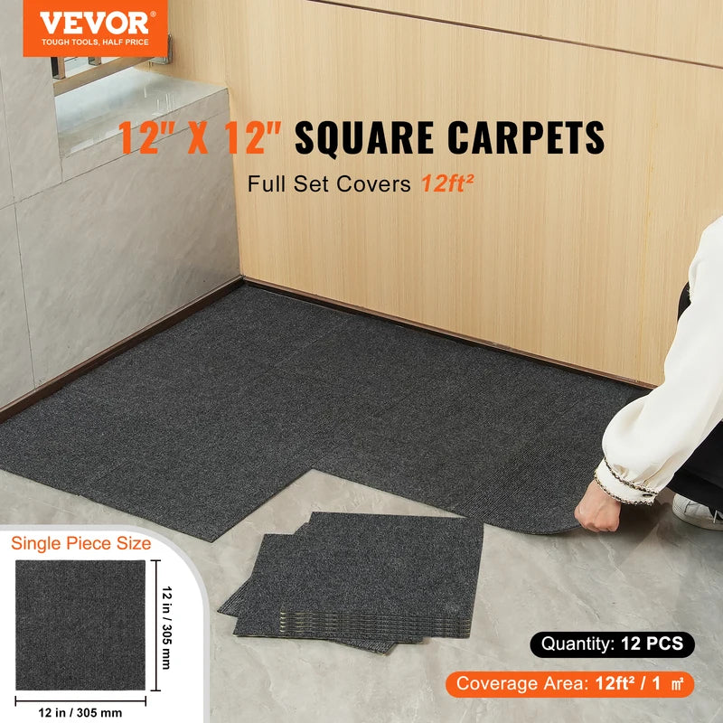 Peel & Stick Carpet Tiles - Self-Adhesive Modular Floor Tiles for Indoor Outdoor Use