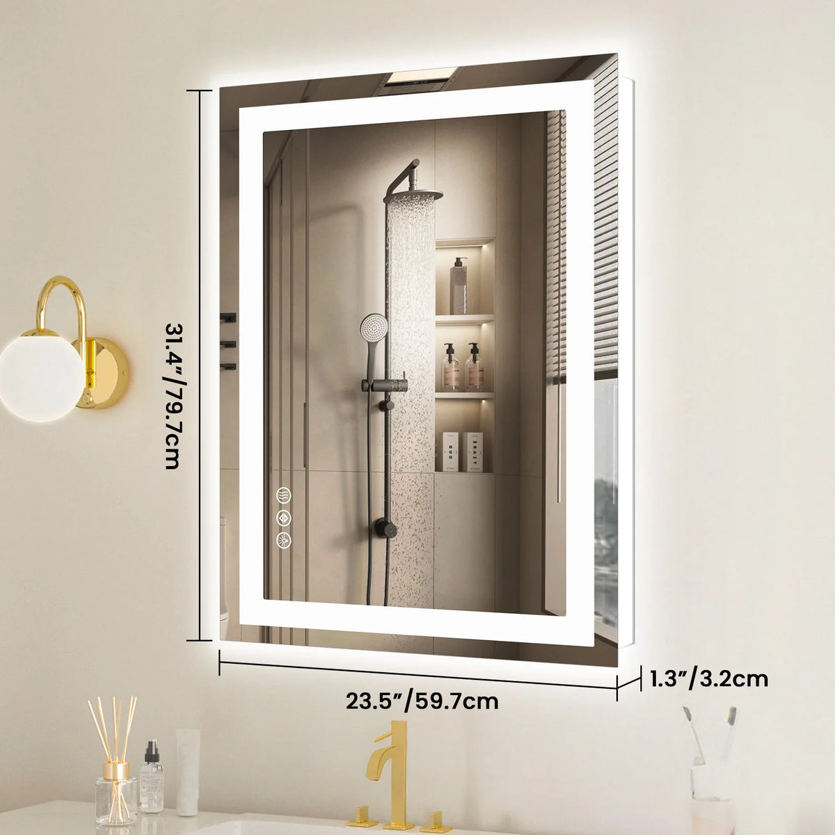 LED Bathroom Vanity Mirror with Anti-Fog and Adjustable Lighting - Wall Mount, 36x24 Inches