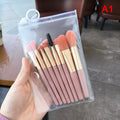 8PCS Mini Makeup Brush Set with Portable Bag - Soft Synthetic Hair & Matte Handles